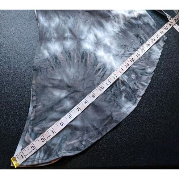 J VALDI Jumpsuit Tie-Dyed Print Flowy Cropped Charcoal Gray Cover Up Large - Picture 7 of 13